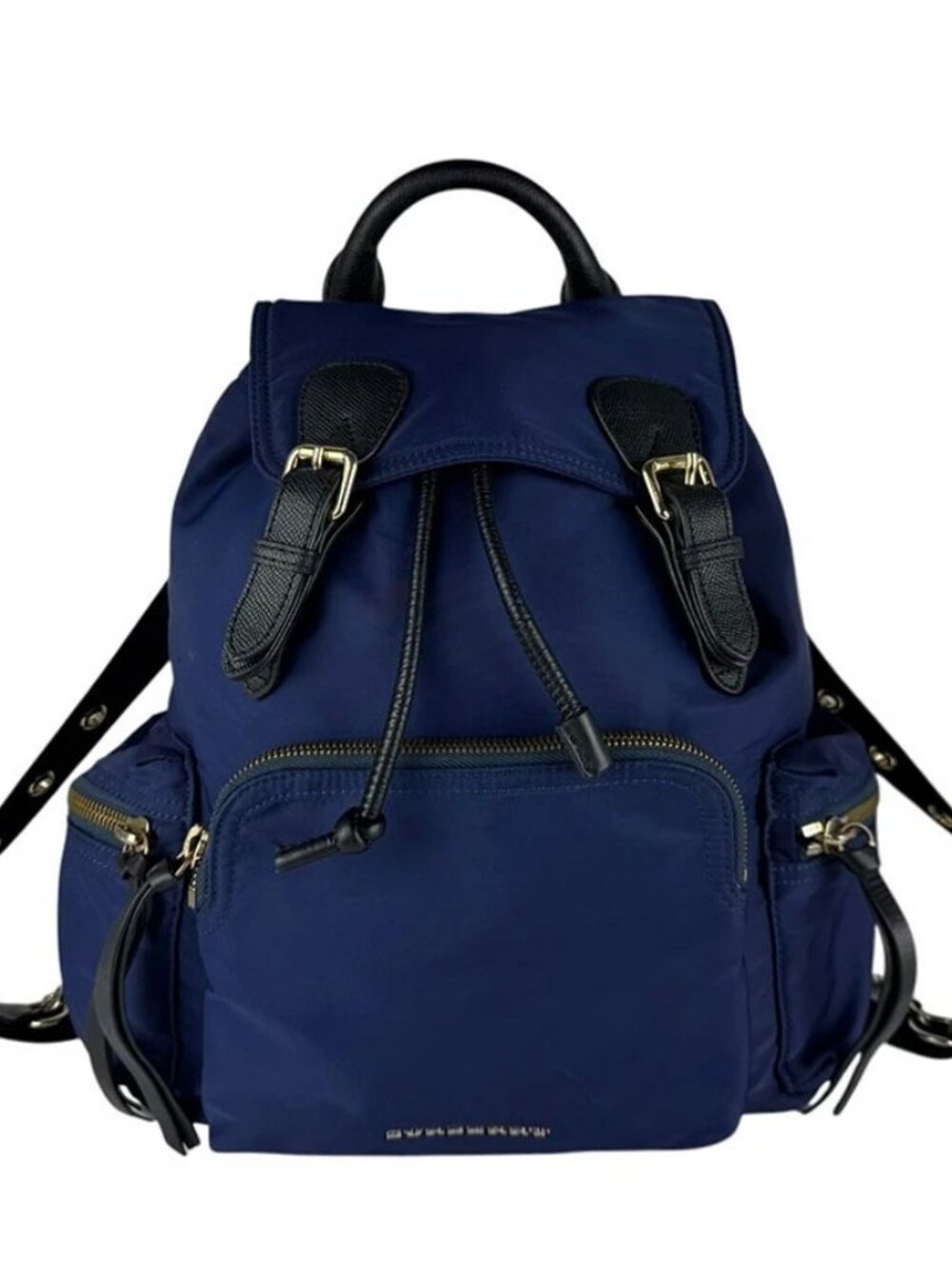 Auth BURBERRY Backpack Navy/Black Nylon/Leather/Goldtone - z11076